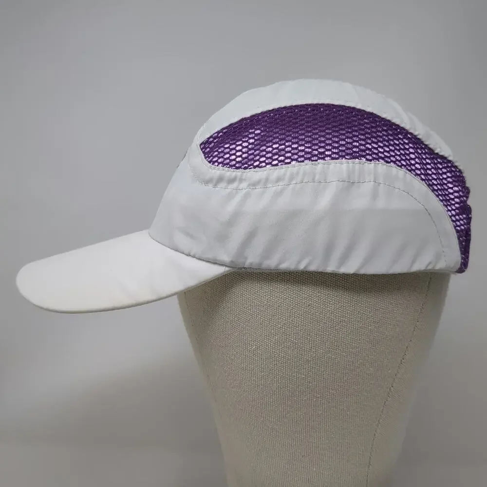 RaceTrackers Baseball Cap White One Size Purple Mesh Running Ribbon Logo Hat